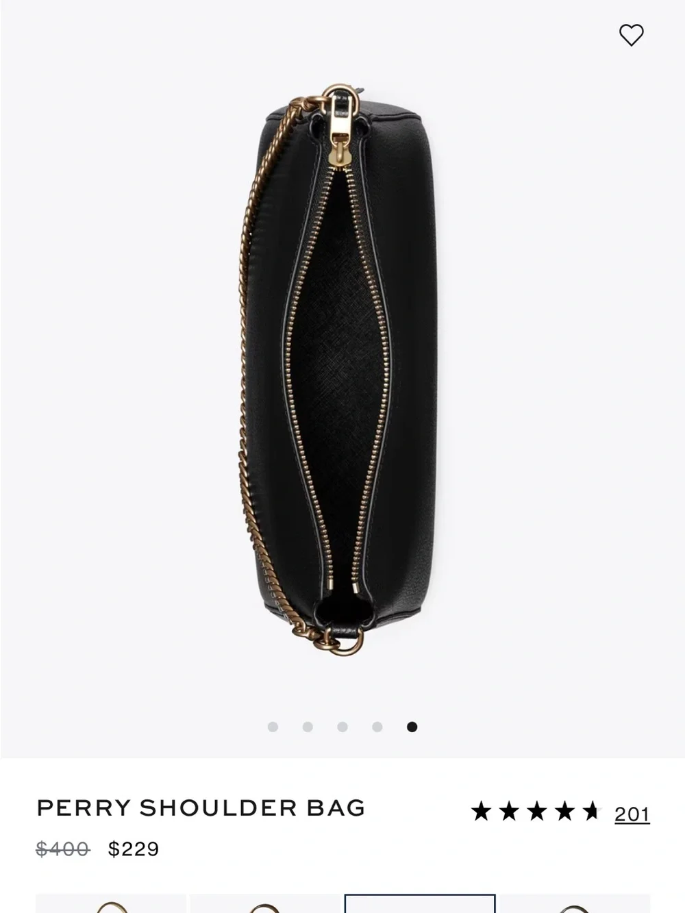 Tory Burch Perry Shoulder Bag - Black with Gold Chain